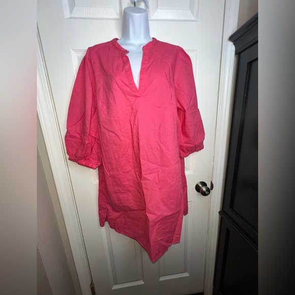 NWOT H&M Women’s Large Pink Linen Tunic Dress Balloon Sleeve L Resortwear HM - Picture 16 of 16
